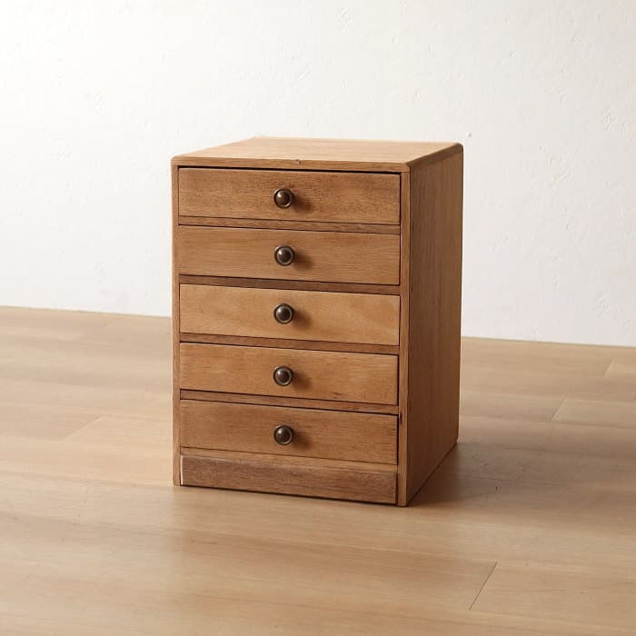 アンティーク 整理箱 タンス 古家具 真鍮金具 引き出し5杯 無塗装