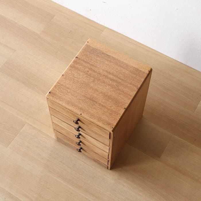 アンティーク 整理箱 タンス 古家具 真鍮金具 引き出し5杯 無塗装