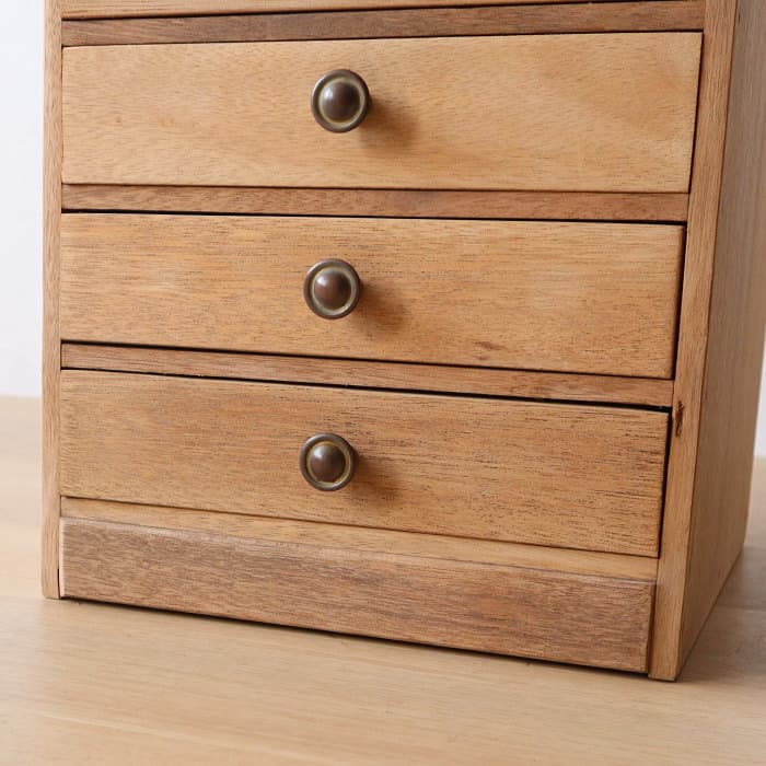 アンティーク 整理箱 タンス 古家具 真鍮金具 引き出し5杯 無塗装