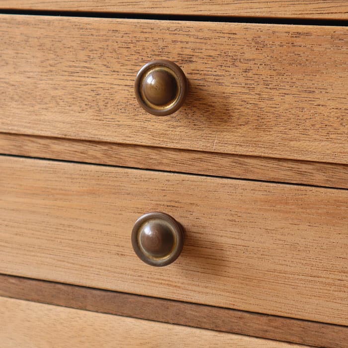 アンティーク 整理箱 タンス 古家具 真鍮金具 引き出し5杯 無塗装