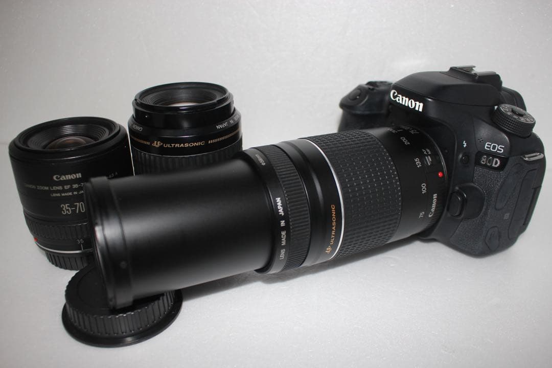 一眼レフカメラCanon EOS 80D標準&望遠&単焦点トリプルレンズセット