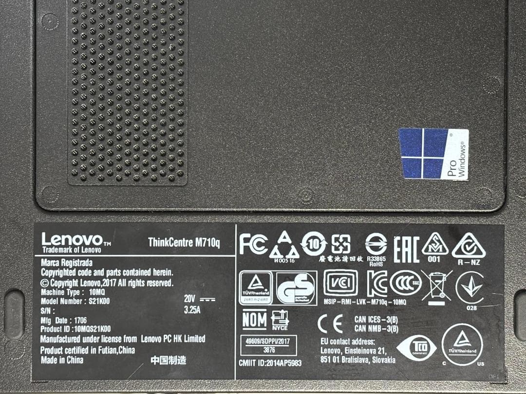 ミニPC Lenovo M710q Tiny i5-6400T 8GB SSD240GB