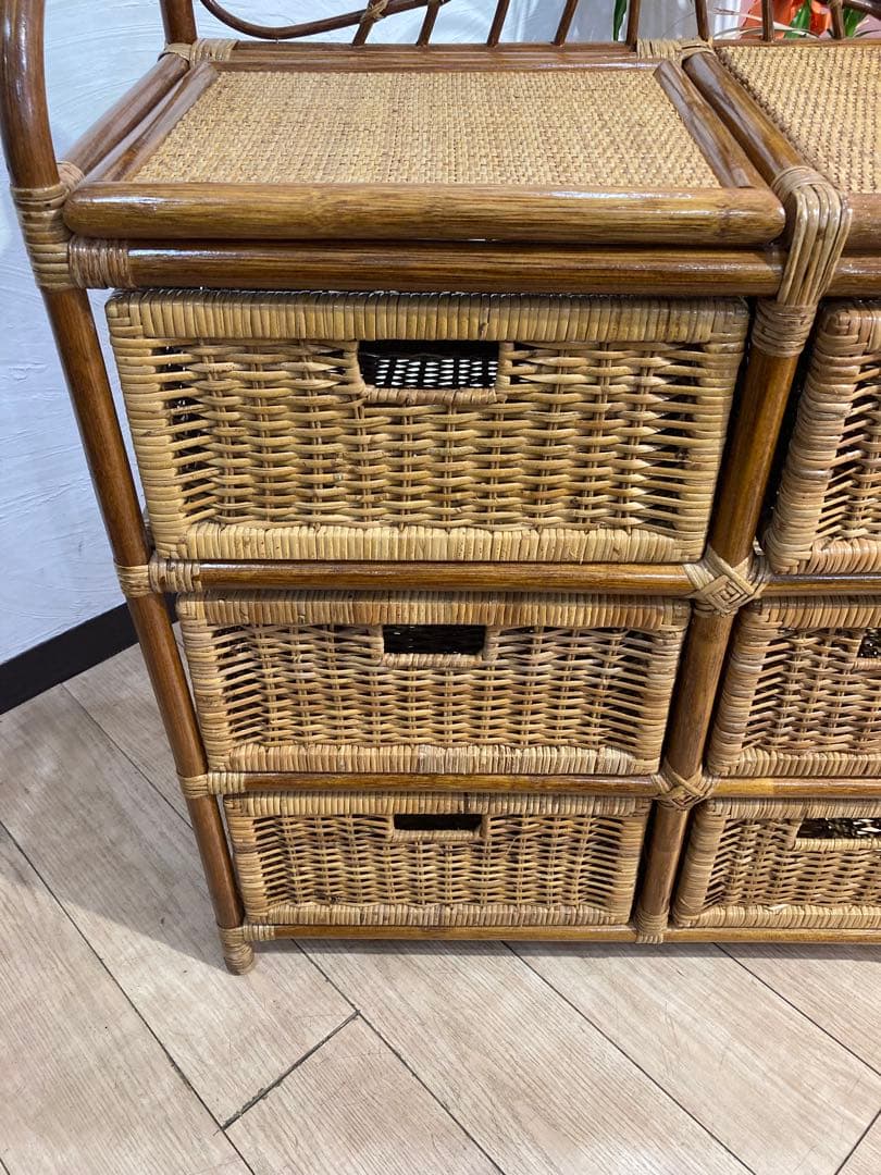 ラタン籐チェスト 家具 3段 ラック　レトロ アンティーク