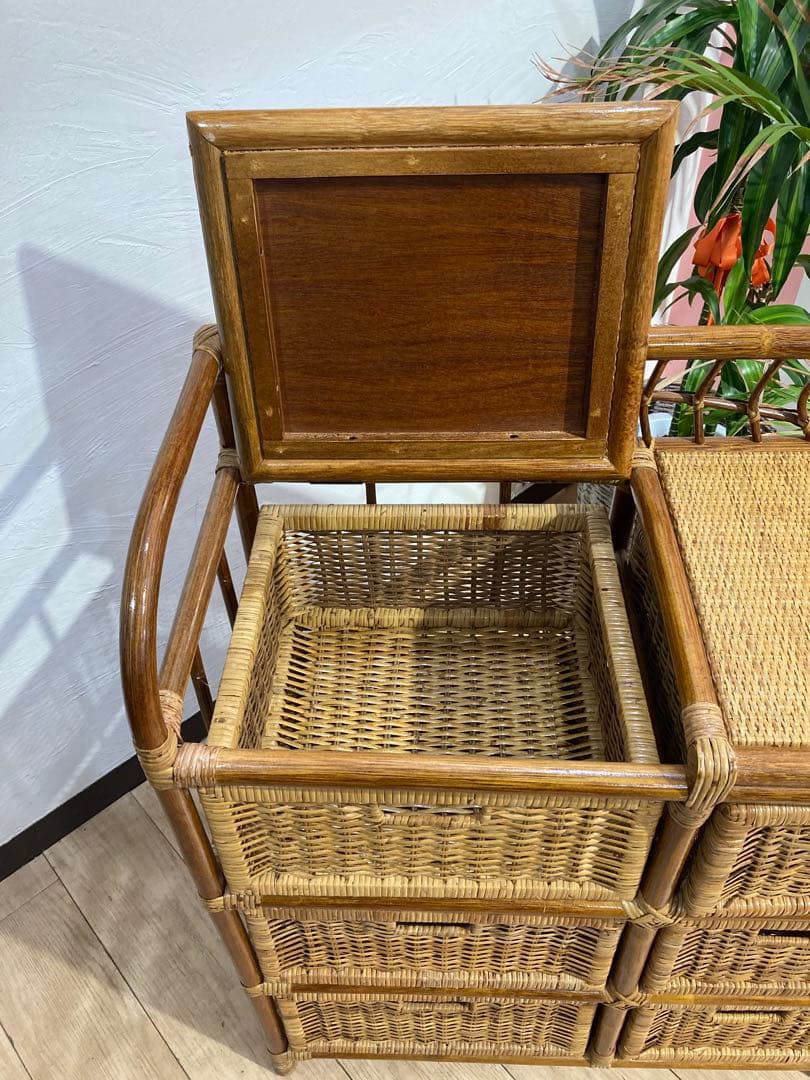 ラタン籐チェスト 家具 3段 ラック　レトロ アンティーク