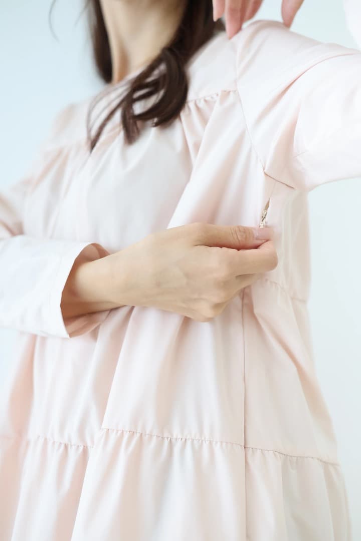 bitnabi 新品 ブロッサムワンピース ピンク 授乳服 ティアードドレス