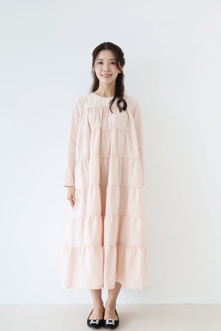 bitnabi 新品 ブロッサムワンピース ピンク 授乳服 ティアードドレス