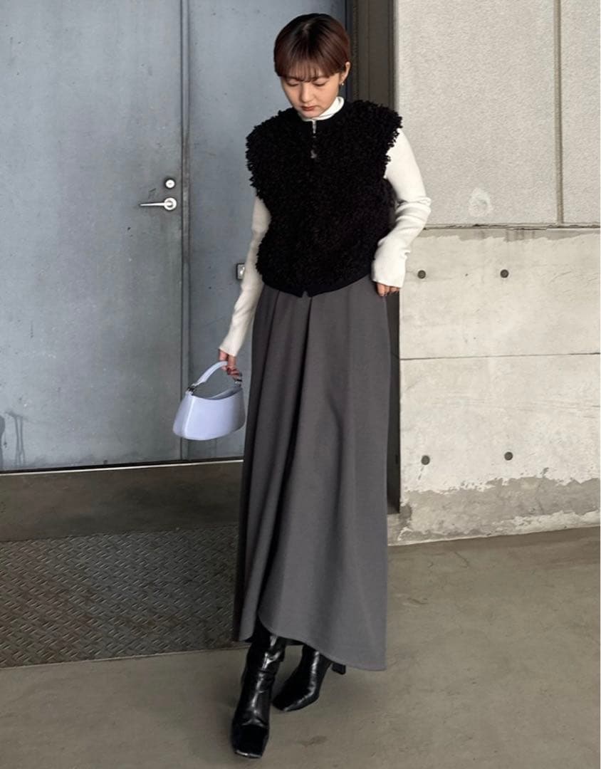 AMERI UND COMPACT BOA KNIT VESTブラックF新品