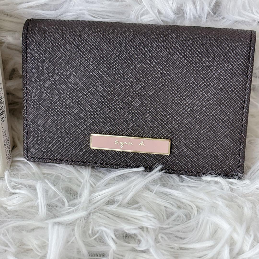 新品　agnes b. ブラック 名刺入れ　ピンク