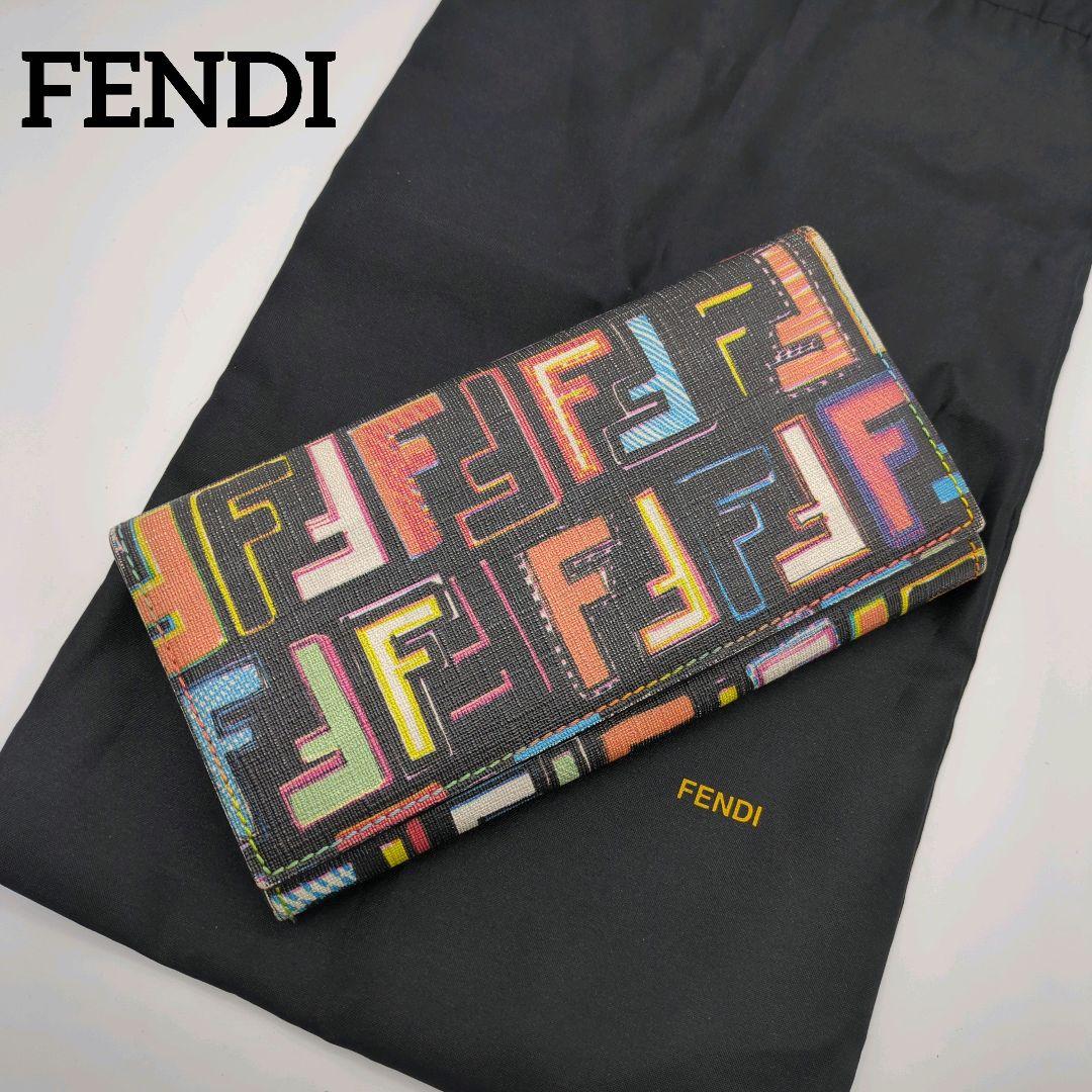 【人気モデル・美品】フェンディ☆ズッカ 長財布 二つ折り PVC マルチカラー