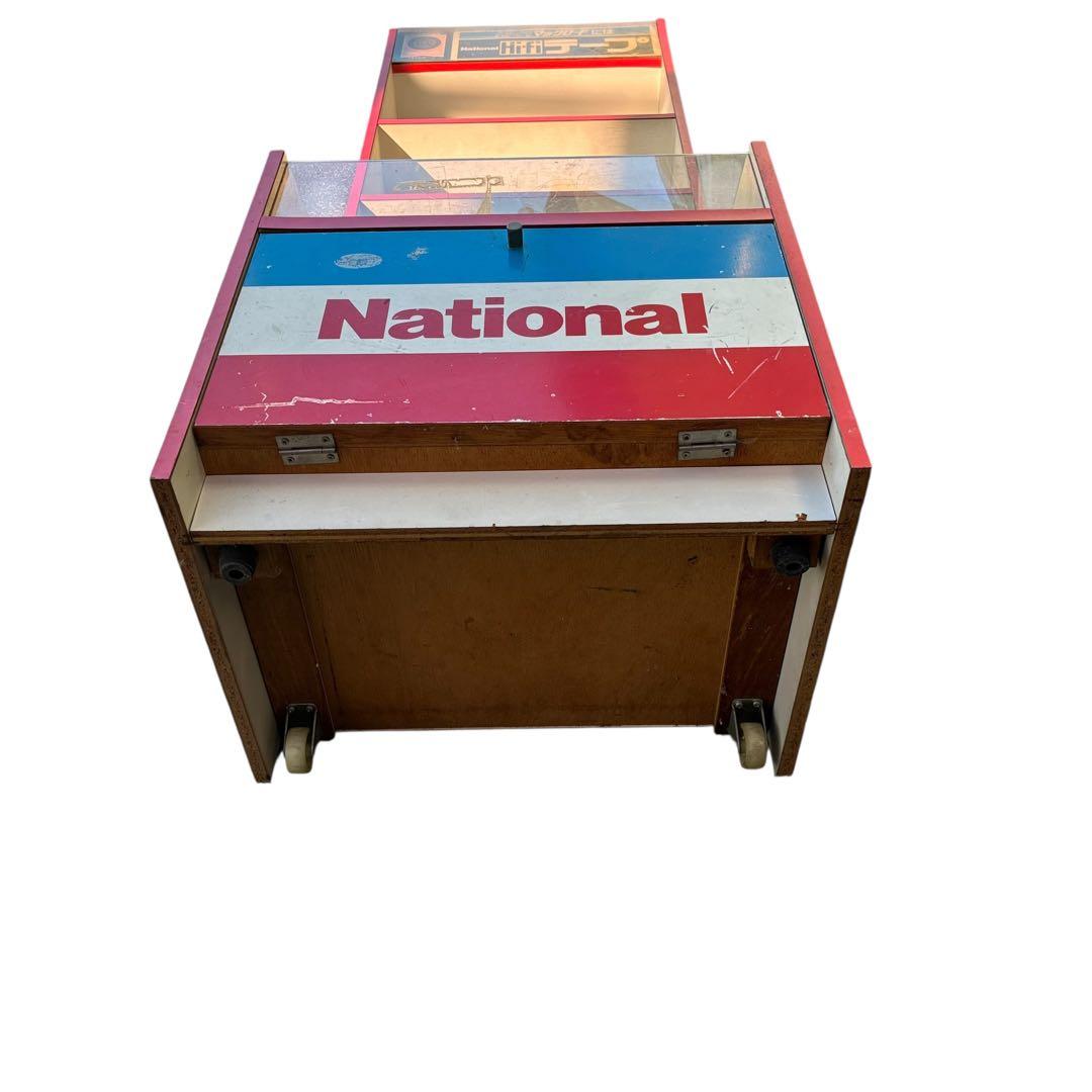 希少　レトロ　ナショナル　ラック　木製　キャスター付き