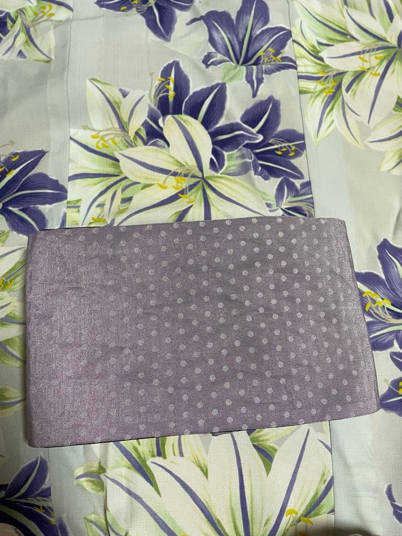 ふりふ　浴衣　帯セット　紫　百合