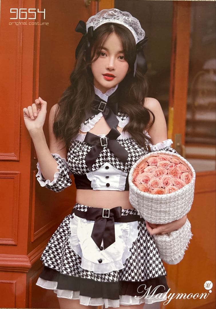 千鳥柄セクシーメイド　ハロウィンコスプレ7点セットMalymoon/マリームーン