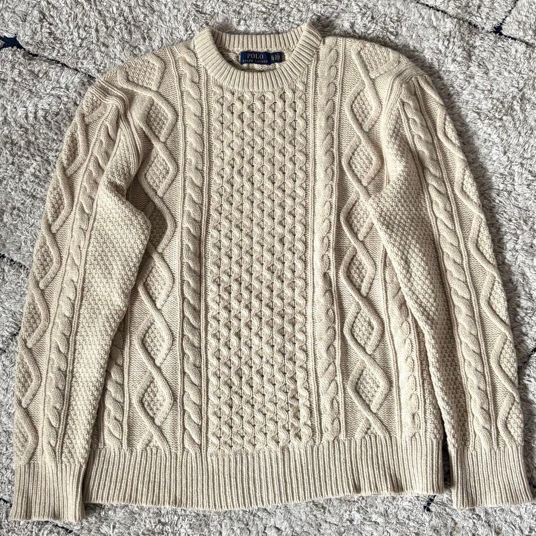 【美品✨】XL ポロラルフローレン　ケーブルニット　アランニット　カシミヤ