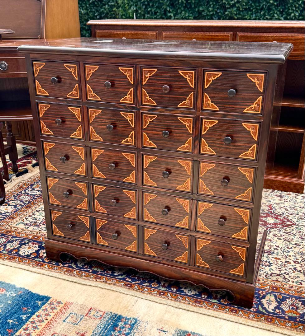 黒檀 李朝テイスト 小引出し箪笥 桐無垢 高級家具