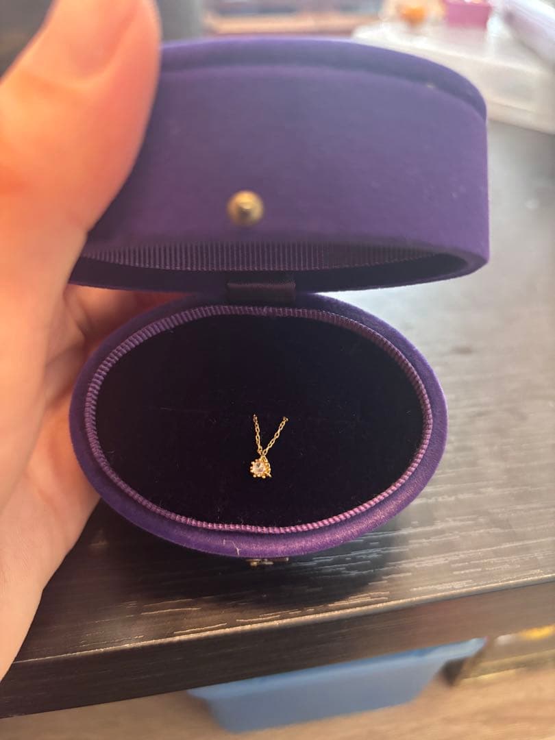 アガット一粒ダイヤモンドk18ネックレス