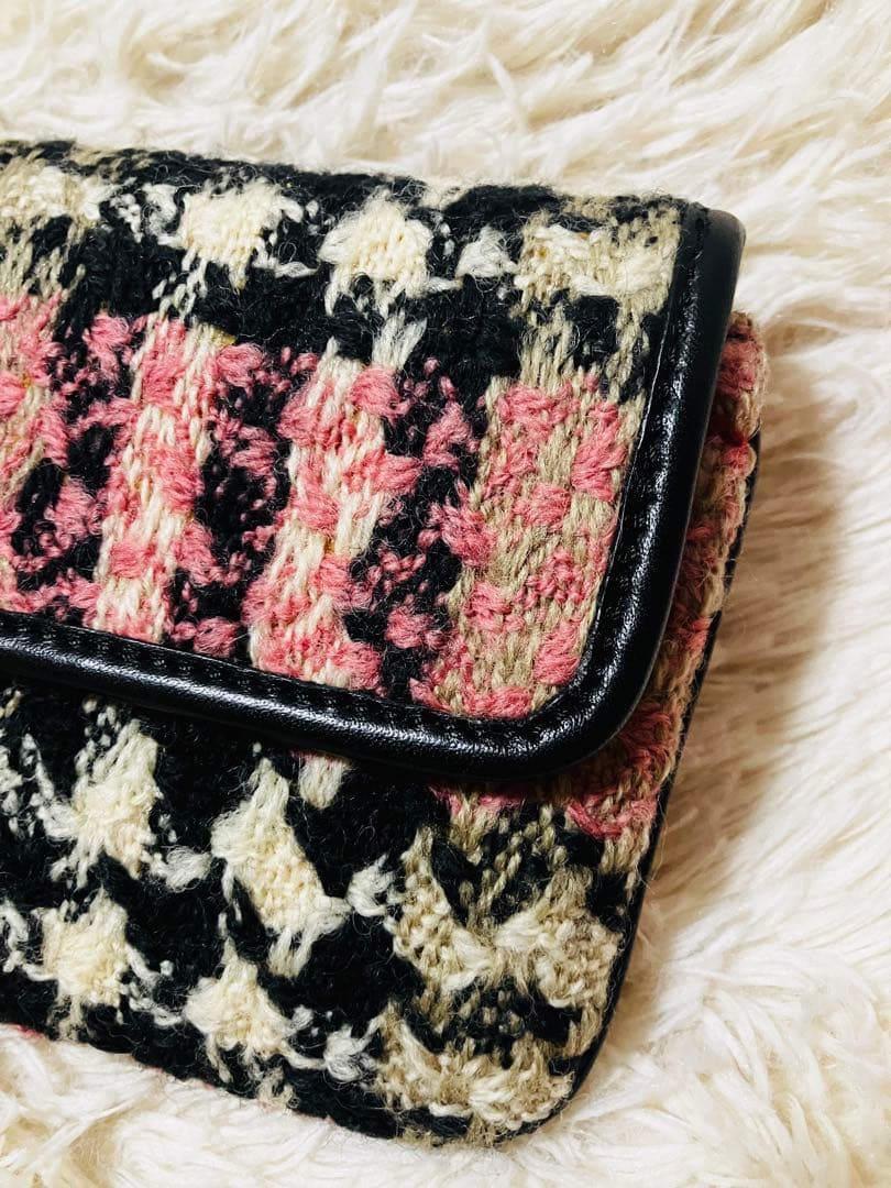 鍵付き　バーバリーロンドン　ノバチェック　ツイード　クラッチバッグ　ピンク