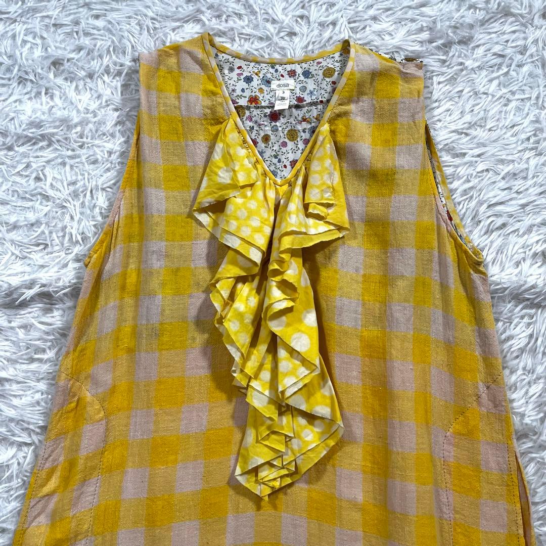 ドーザ　チェック　フリル　ワンピース ノースリーブ　花柄　３サイズ