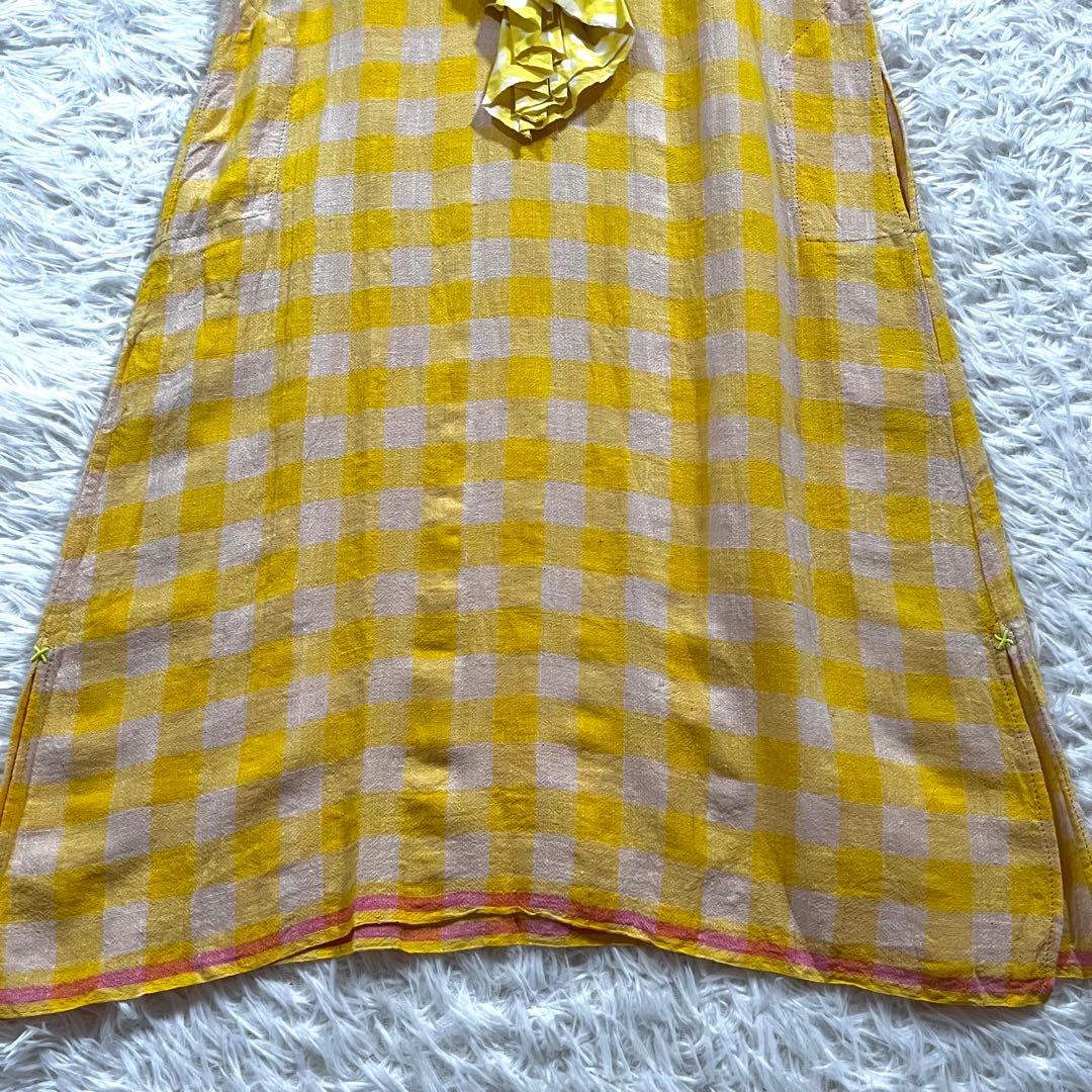 ドーザ　チェック　フリル　ワンピース ノースリーブ　花柄　３サイズ