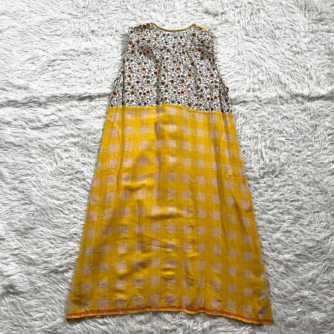 ドーザ　チェック　フリル　ワンピース ノースリーブ　花柄　３サイズ