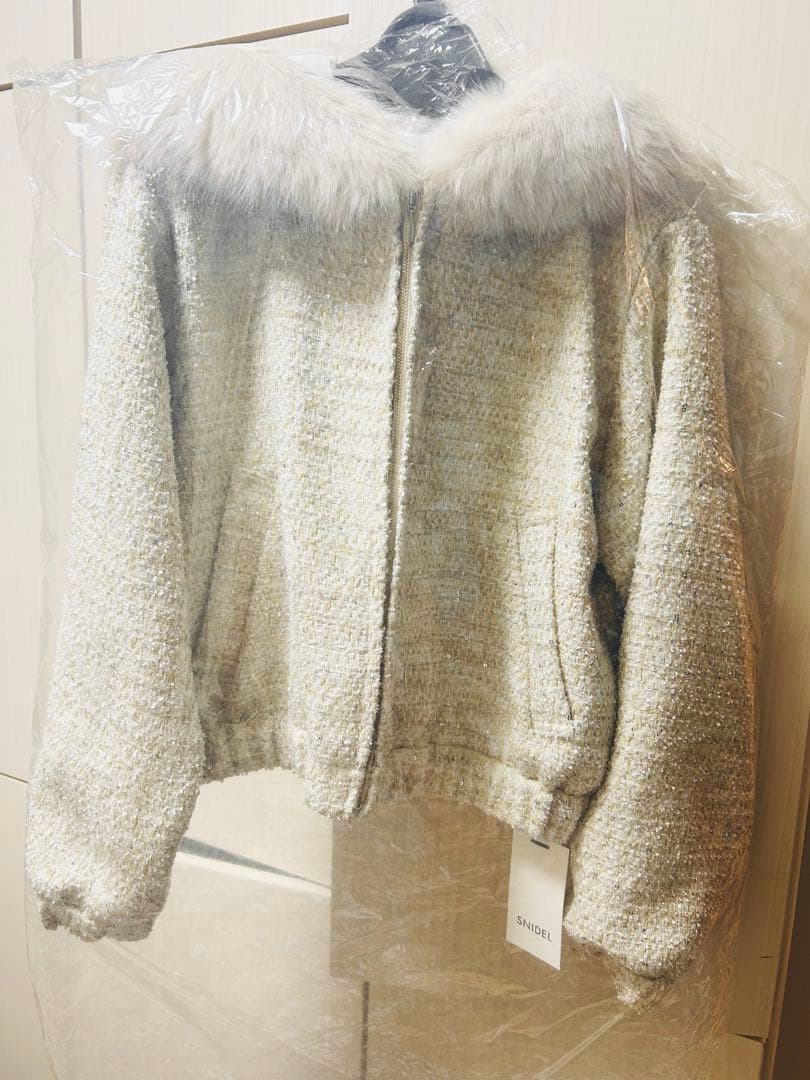 SNIDEL スナイデル ファー付きツイードブルゾン 2025秋冬 新作