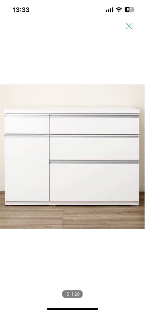 【断捨離中！様】ホワイトキッチンカウンター 4引き出し１扉