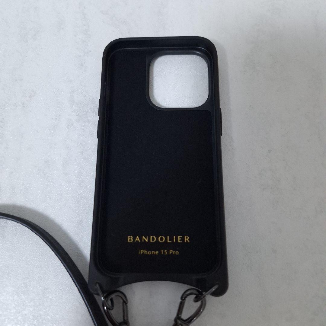 バンドリヤー スマホケース ストラップ iPhone 15Pro 高級感 黒