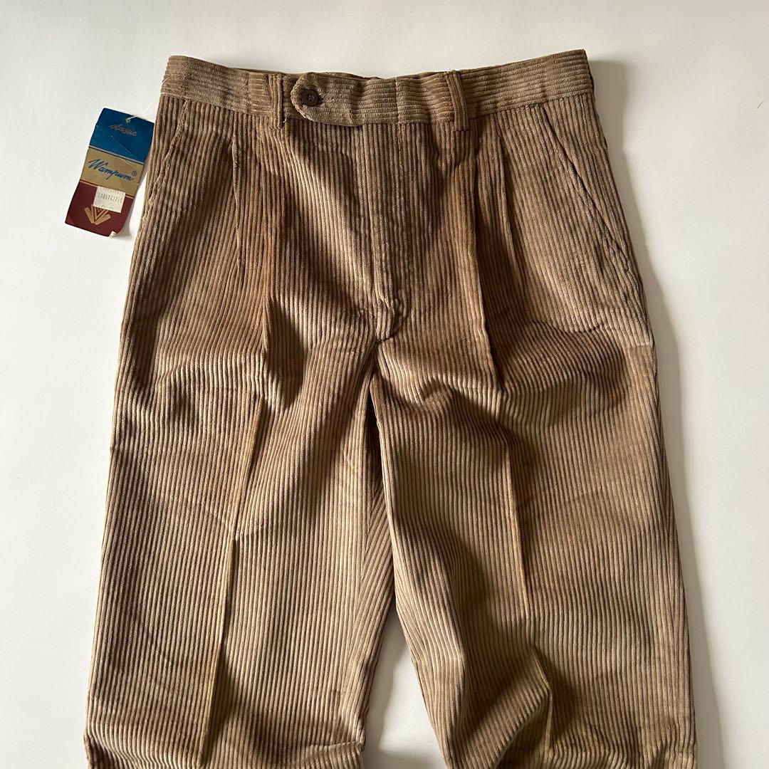 80s イタリア製 コーデュロイスラックス デッドストック 太畝 ユーロ古着