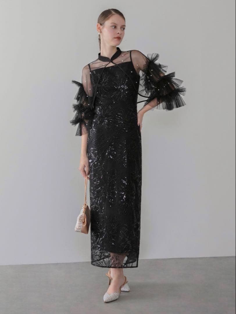 Leja ドレスエレガントなブラックマキシドレス