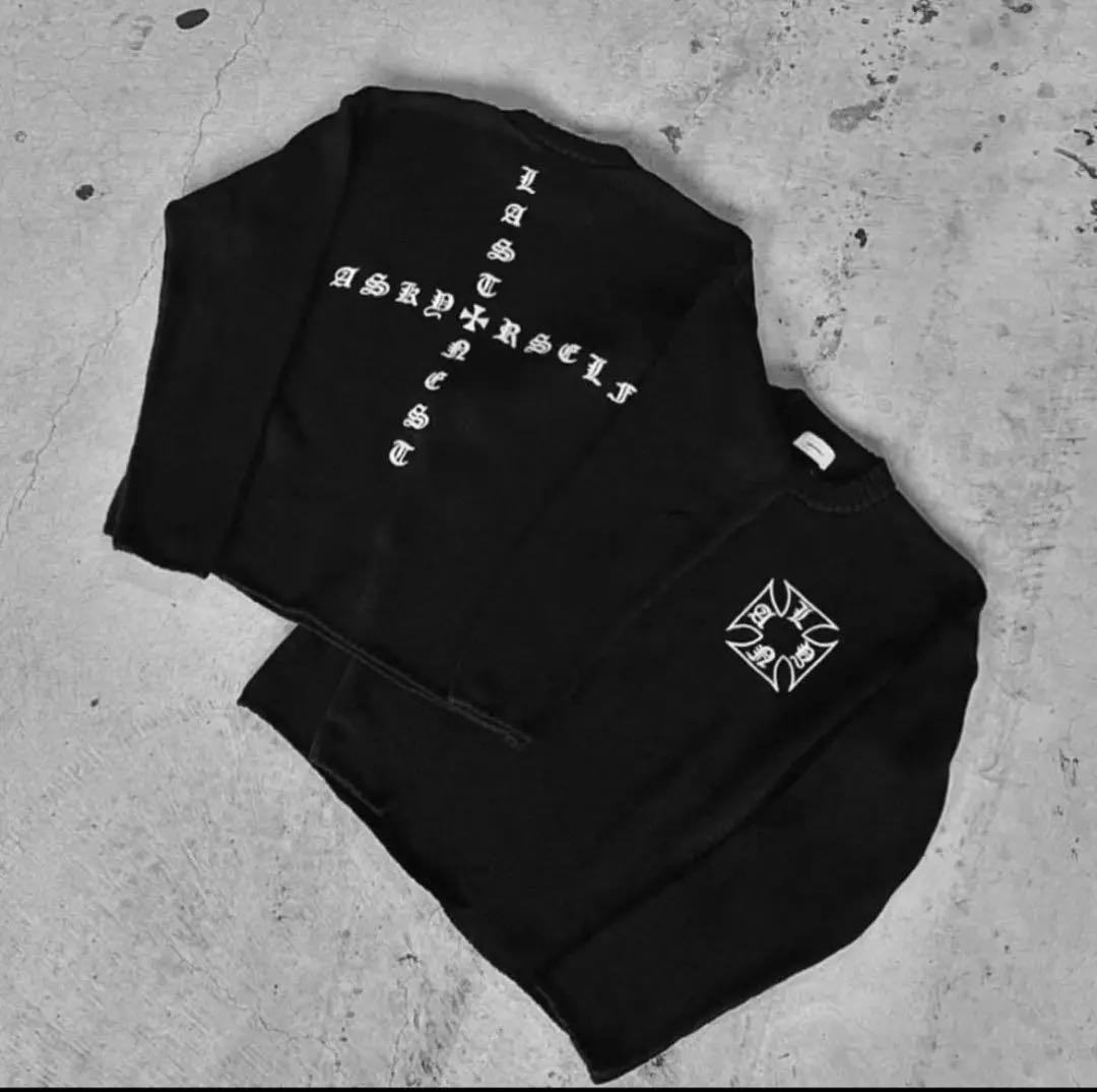 LAST NEST ASK YOURSELF ブラックニットセーター