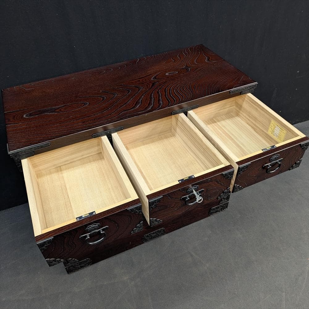 美品　青木産業　ケヤキ　整理箪笥　タンス　チェスト　整理　収納　気密　蟻組　民藝