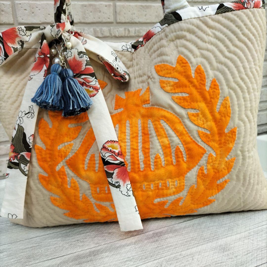 ハワイアンキルト　トートバッグ　ハンドメイド