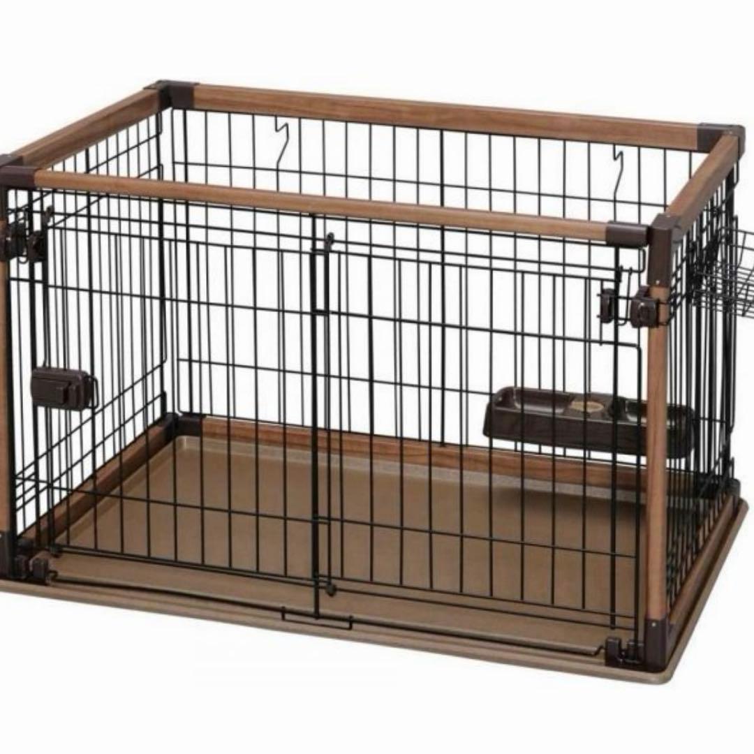 【数回のみ使用の美品】アイリスオーヤマ/ペットゲージ/オープンウッディサークル