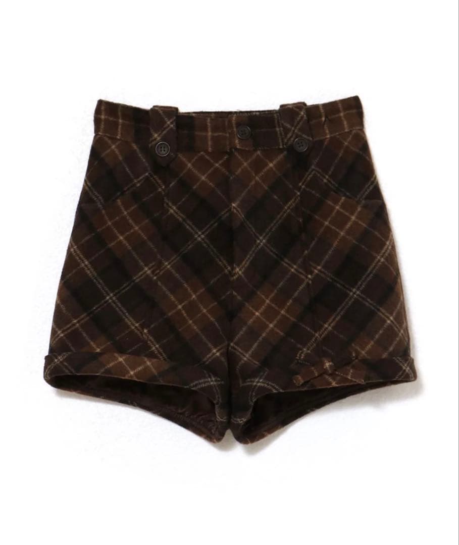 ANDMARY Ribbon check mini pants ブラウン S