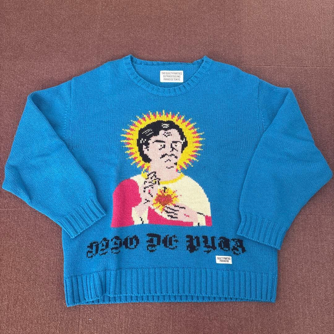 即完売　WACKOMARIA KNIT ワコマリア　セーター ブルー Lサイズ