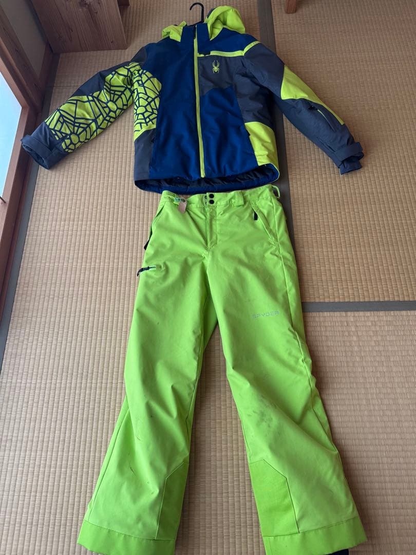 SPYDER 子ども用スキーウェア ネイビー/ライムグリーン