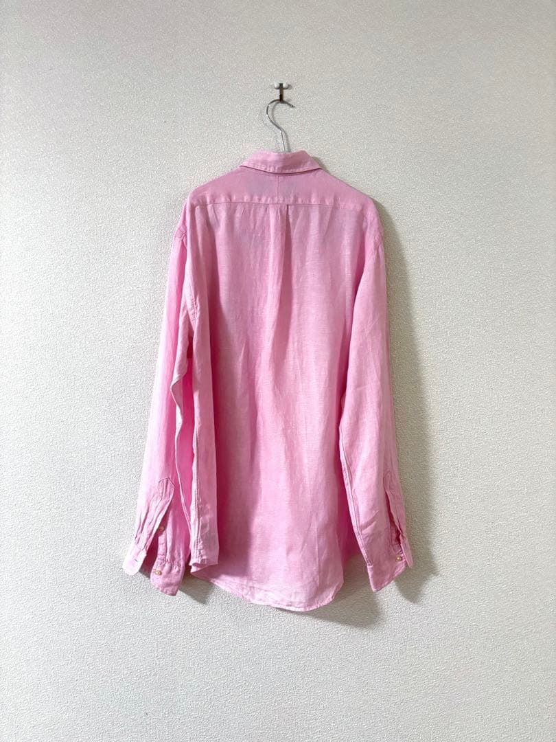 【美品】ポロ ラルフローレン ピンク 長袖 リネンシャツ サイズ S