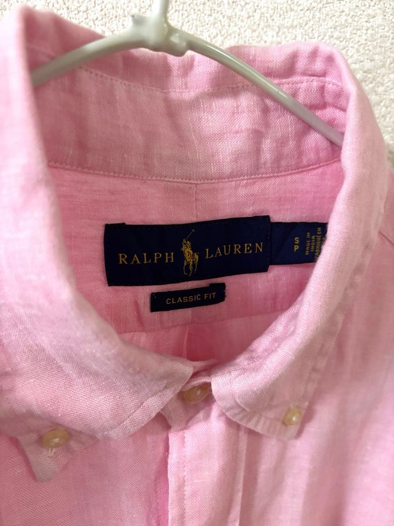 【美品】ポロ ラルフローレン ピンク 長袖 リネンシャツ サイズ S
