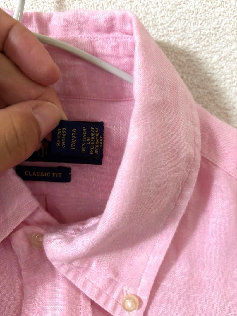 【美品】ポロ ラルフローレン ピンク 長袖 リネンシャツ サイズ S