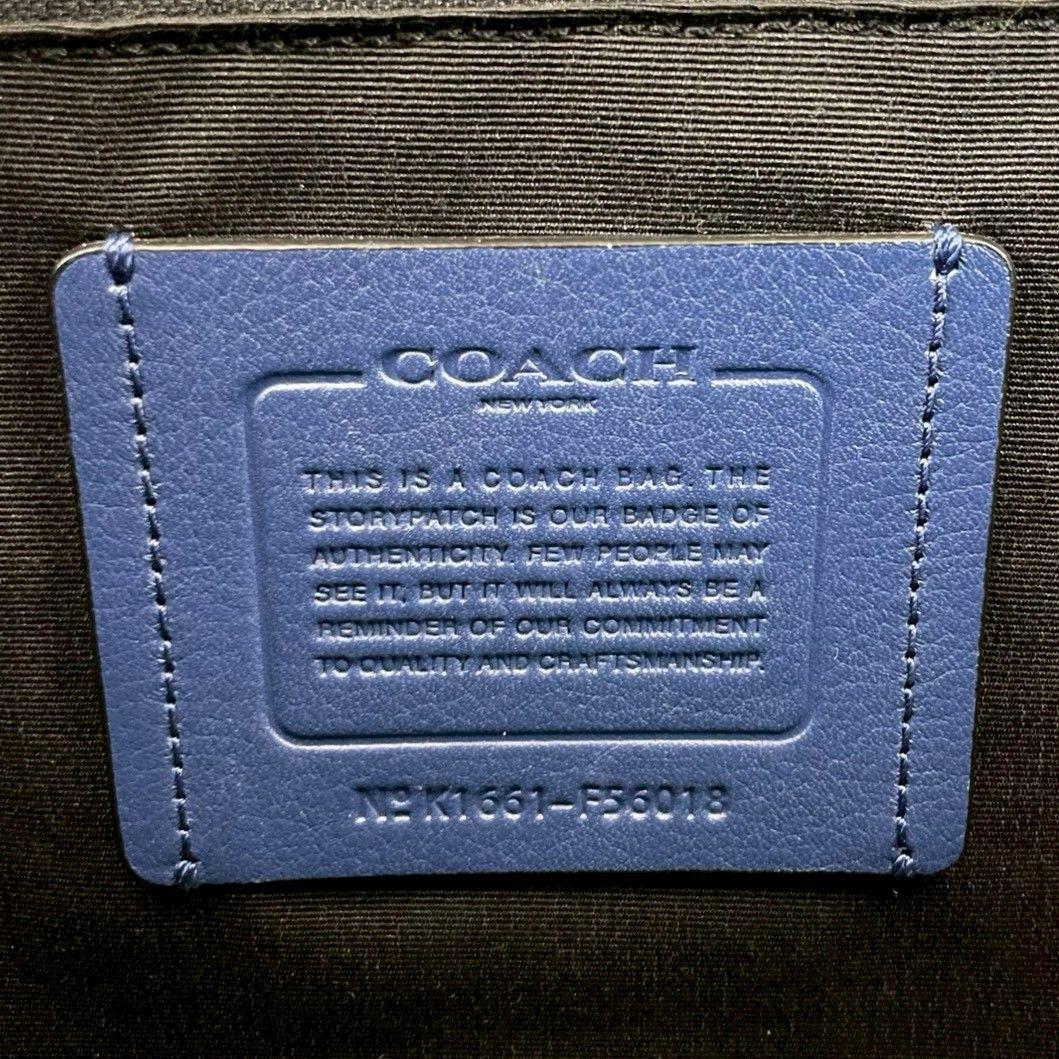 極美品 コーチ ペリー 2way ビジネスバッグ ブリーフ A4可 レザー 青