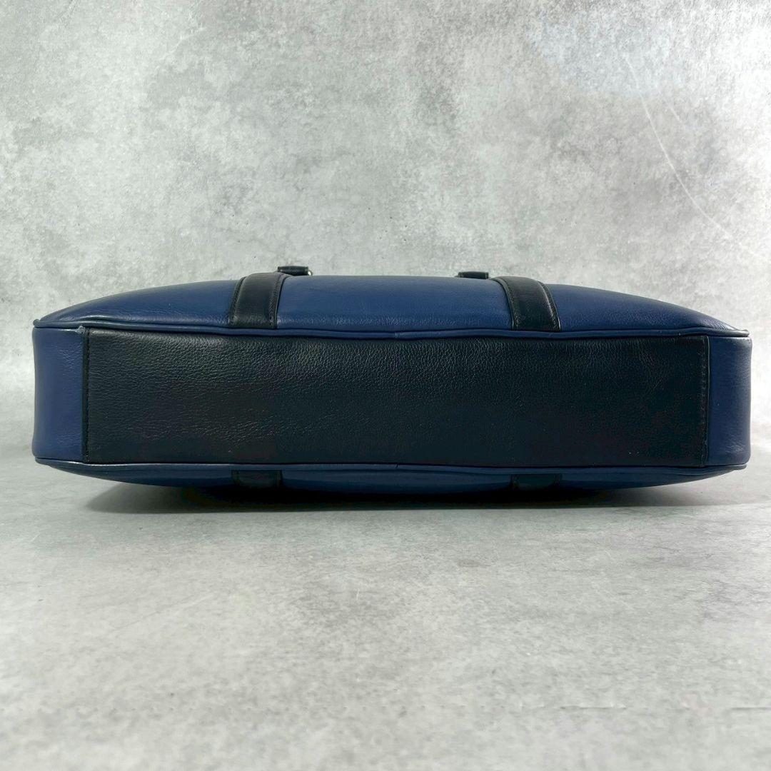 極美品 コーチ ペリー 2way ビジネスバッグ ブリーフ A4可 レザー 青