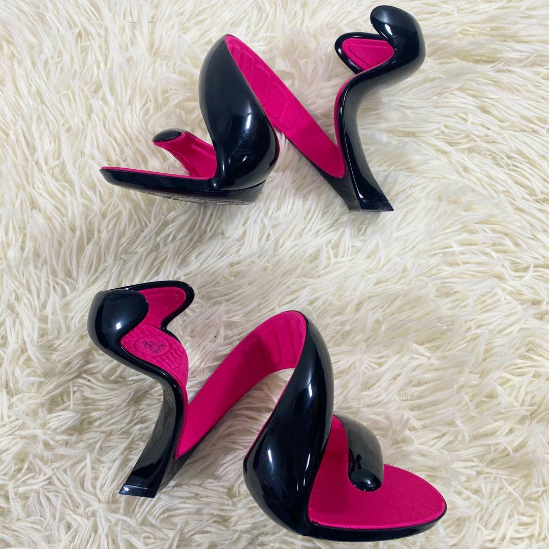 極美品　ジュリアンベイクス　サンダル　モヒート　ブラック　ピンク　38　24㎝