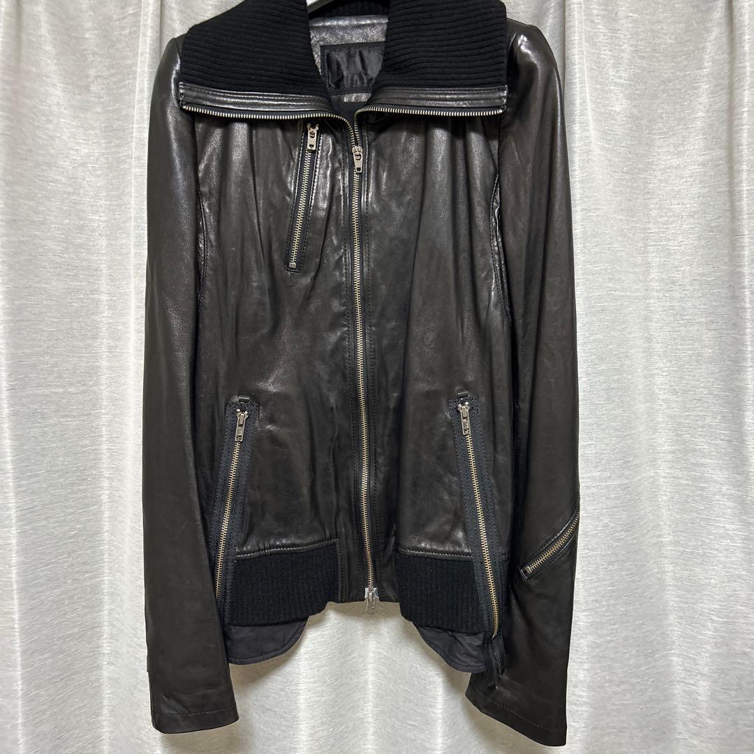 確認用です。 レザー ジャンパー 黒 ニット襟