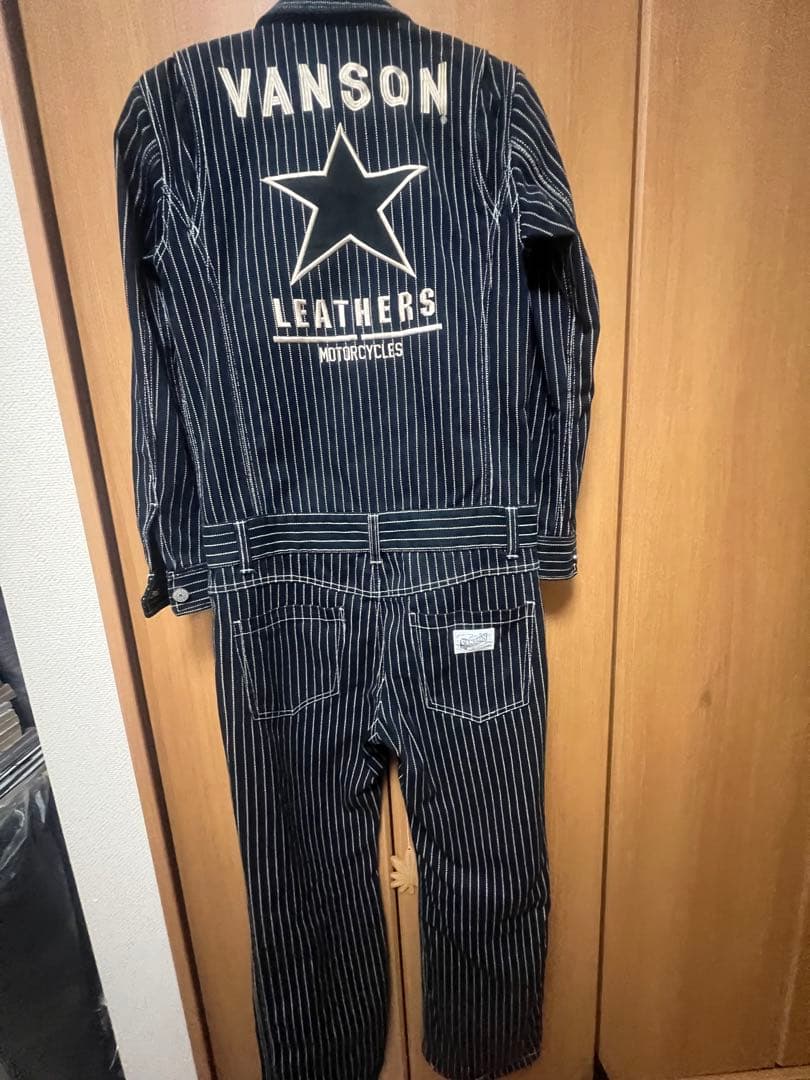 VANSON ウォバッシュストライプオーバーオール Mサイズ