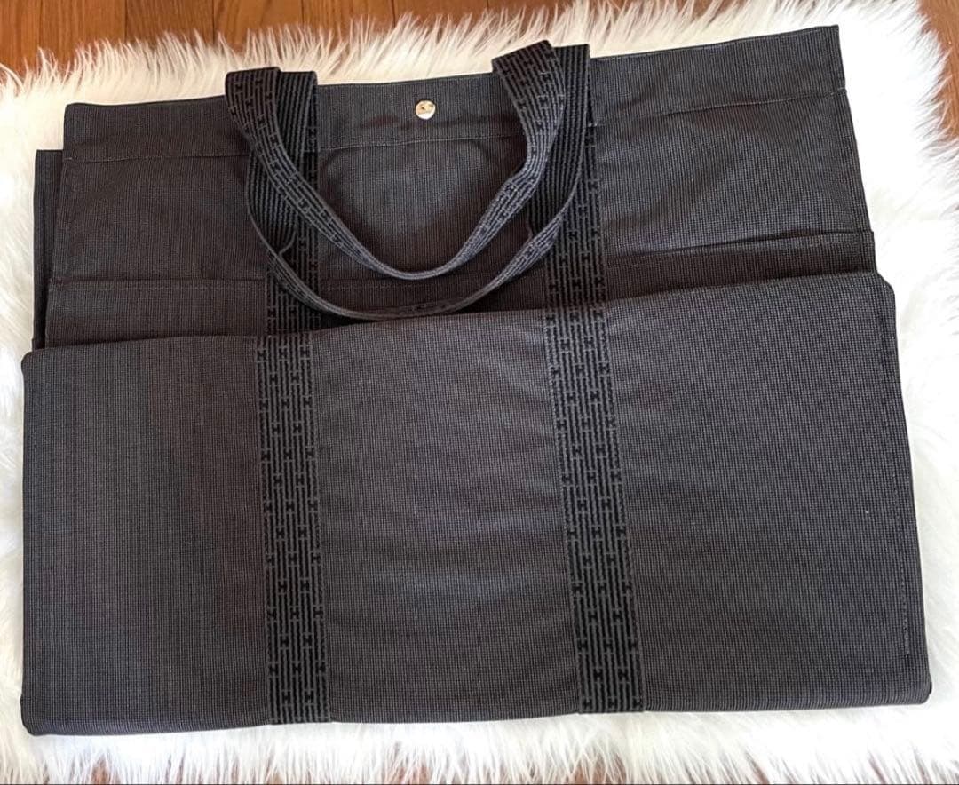 極美品　エルメス　エールラインTGMトートバッグ　特大　グレー　角スレなし
