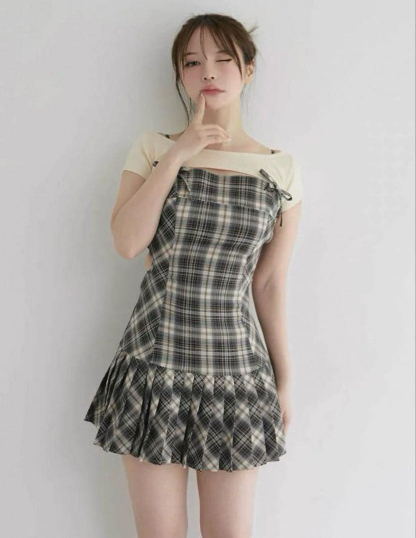 ワンピース ANDMARY Karen check mini dress