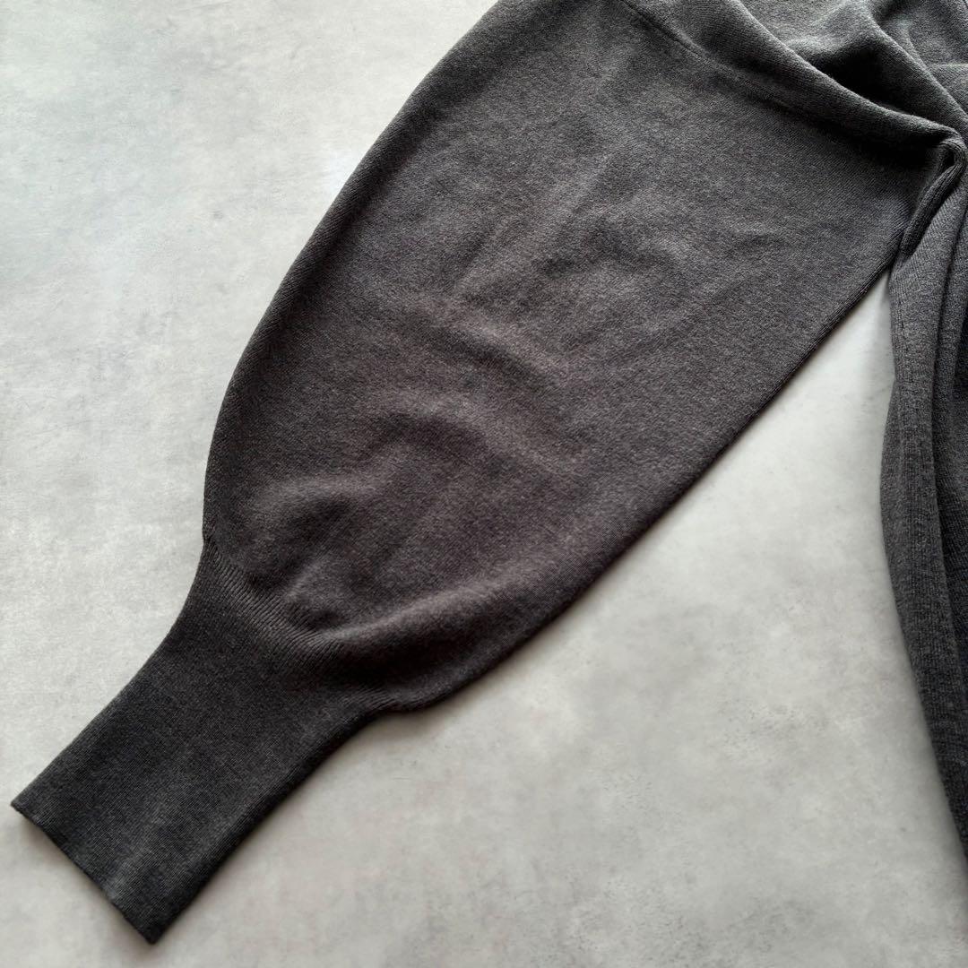 美品 カレンソロジー パールフロントニットワンピース ロング グレー