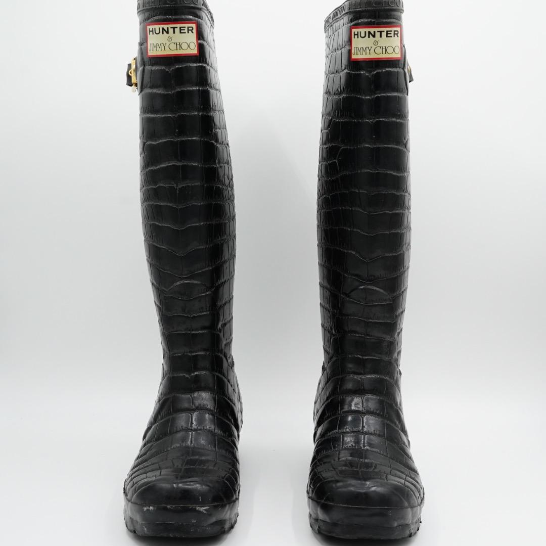 JIMMY CHOO HUNTER レインブーツ ブラック 豹柄