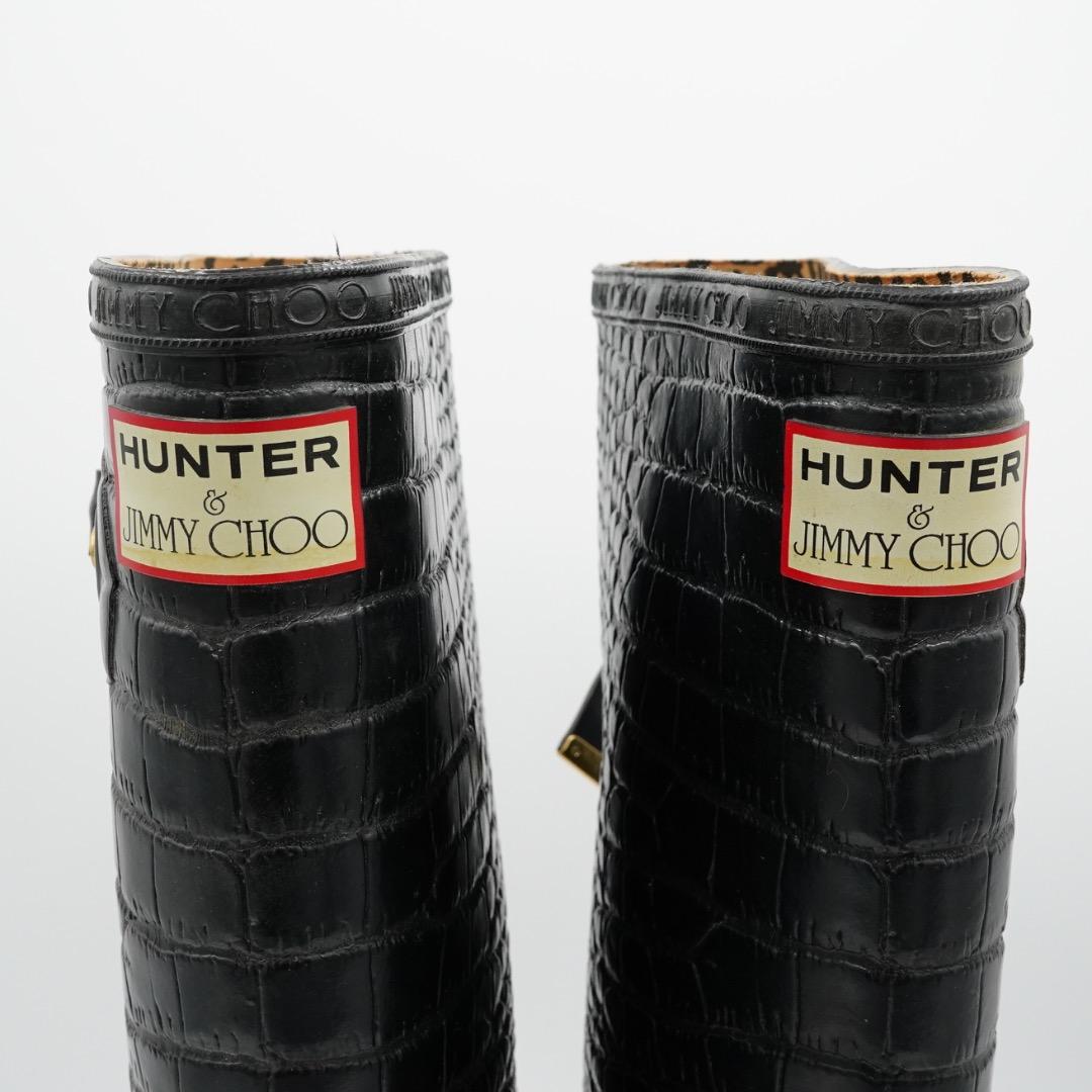 JIMMY CHOO HUNTER レインブーツ ブラック 豹柄