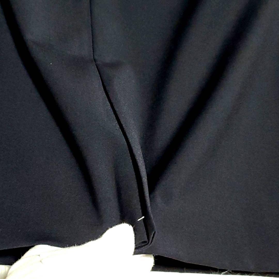 未使用タグ付 L グリーンレーベル 羊毛 ノーカラー スーツ 紺 膝丈 スカート