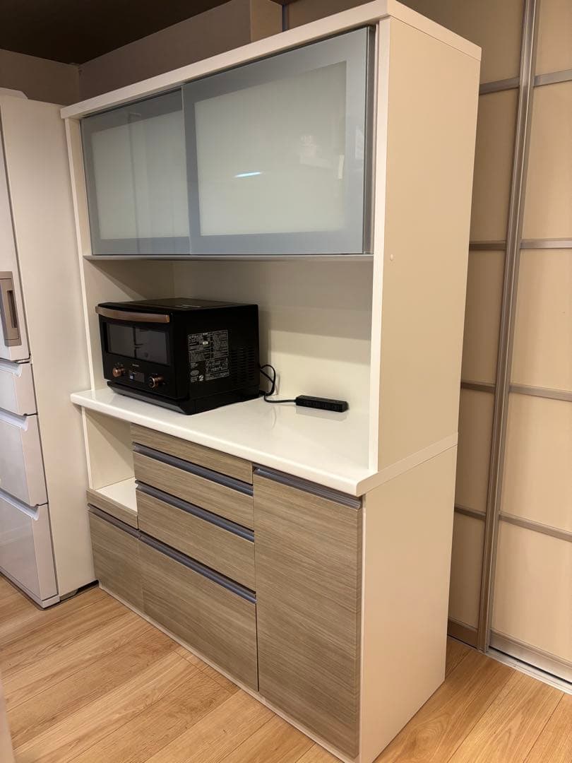 【早い者勝ち】松田家具 カップボード 食器棚 レンジボード 横幅130cm